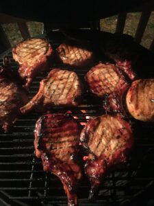 cider brined pork steaks recipe on a pellet grill