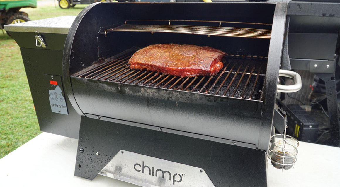 chimp grill cooking slab meat