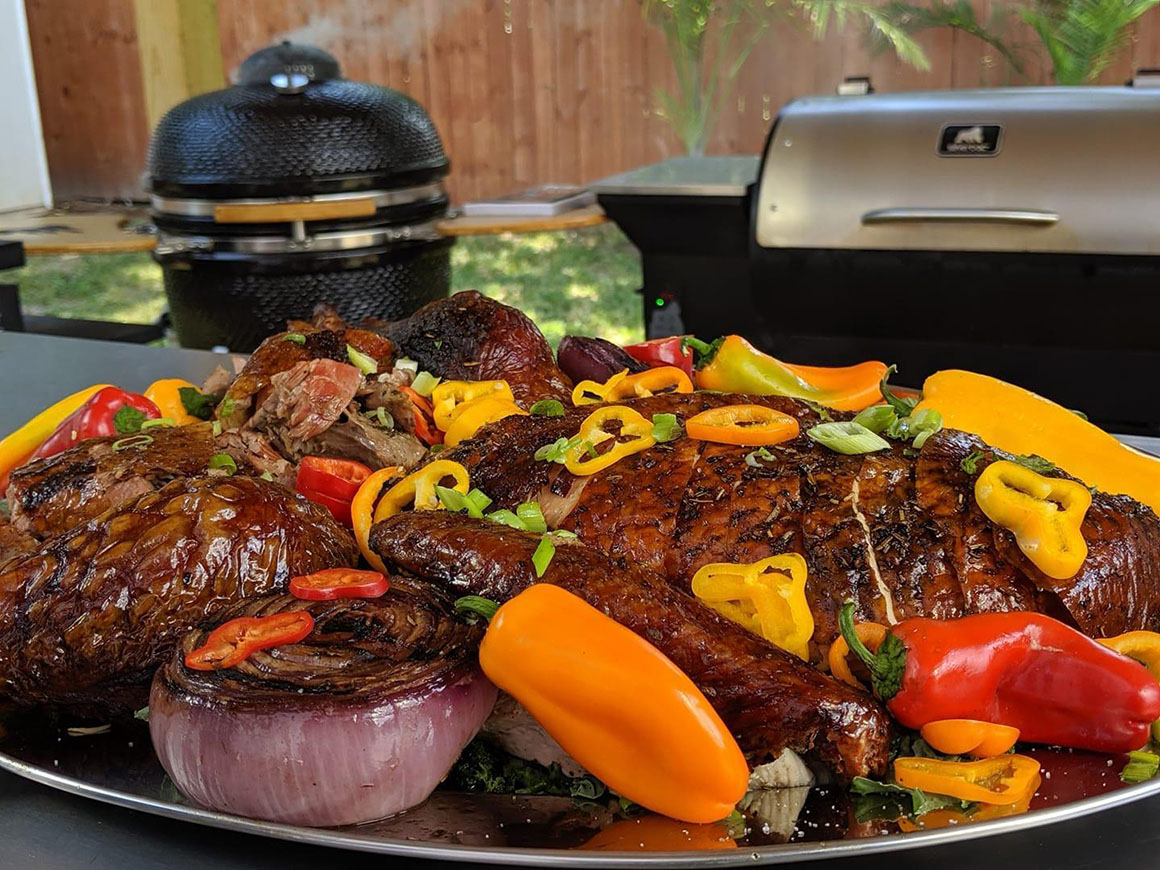 assortment of roasted meats and veggies