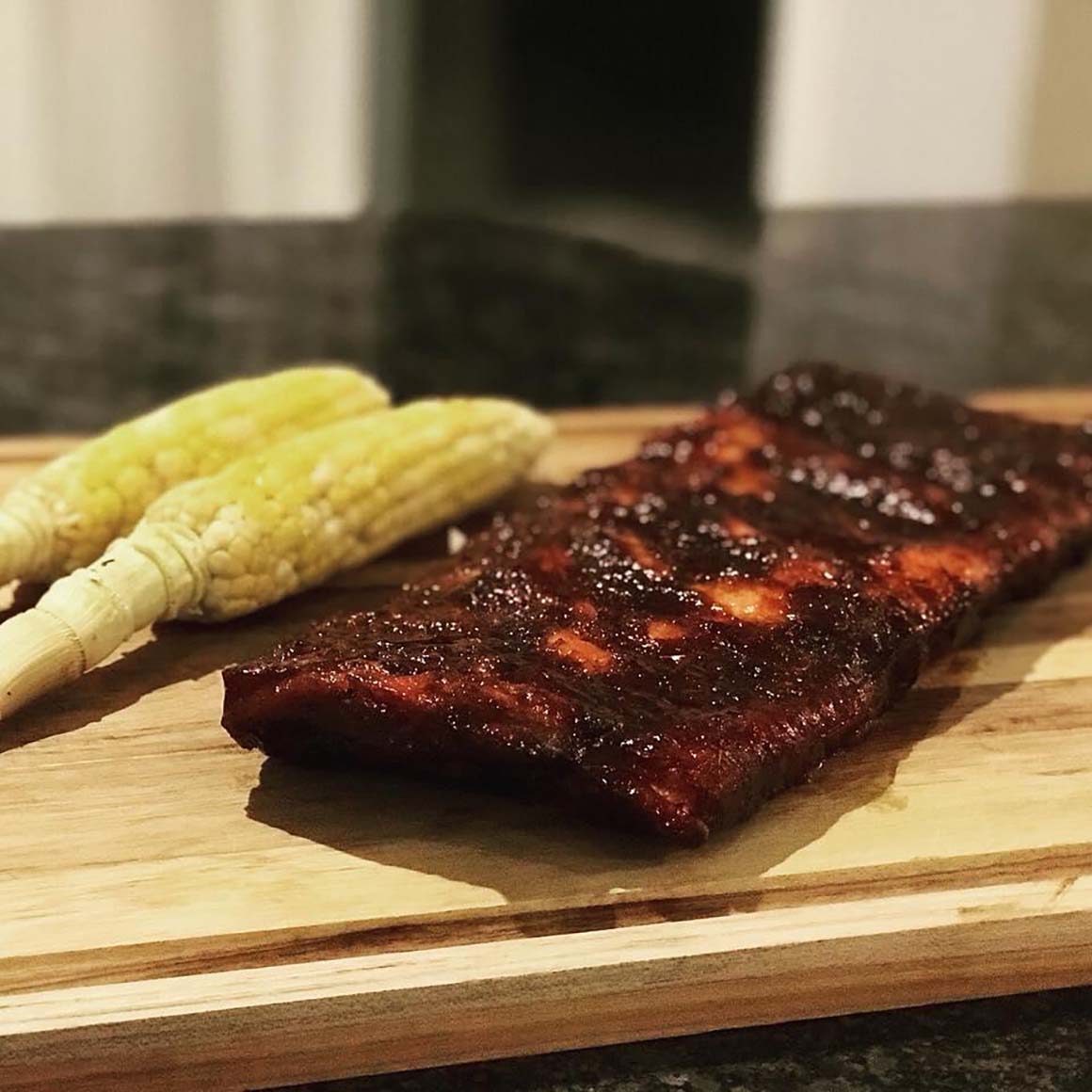 grilled ribs and corn on the cob